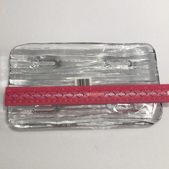 Rectangle Clear Thick Glass Ice Bark Design Appetizer/Platter/Tray NWT - Picture 10 of 13